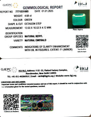 4.68/CT Natural Panna Stone with Govt. Lab Certificate-12210